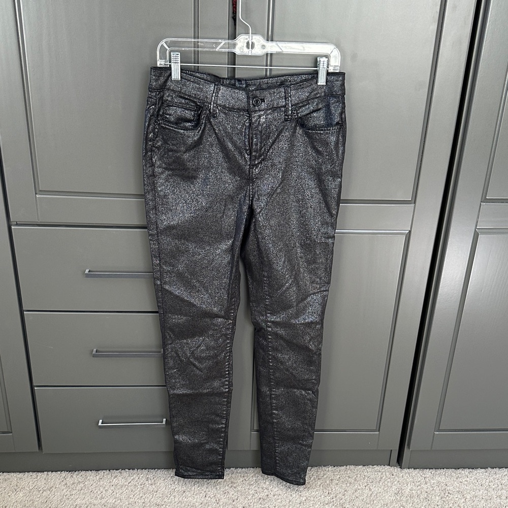 White House Black Market Shimmering Black Skinny Jeans